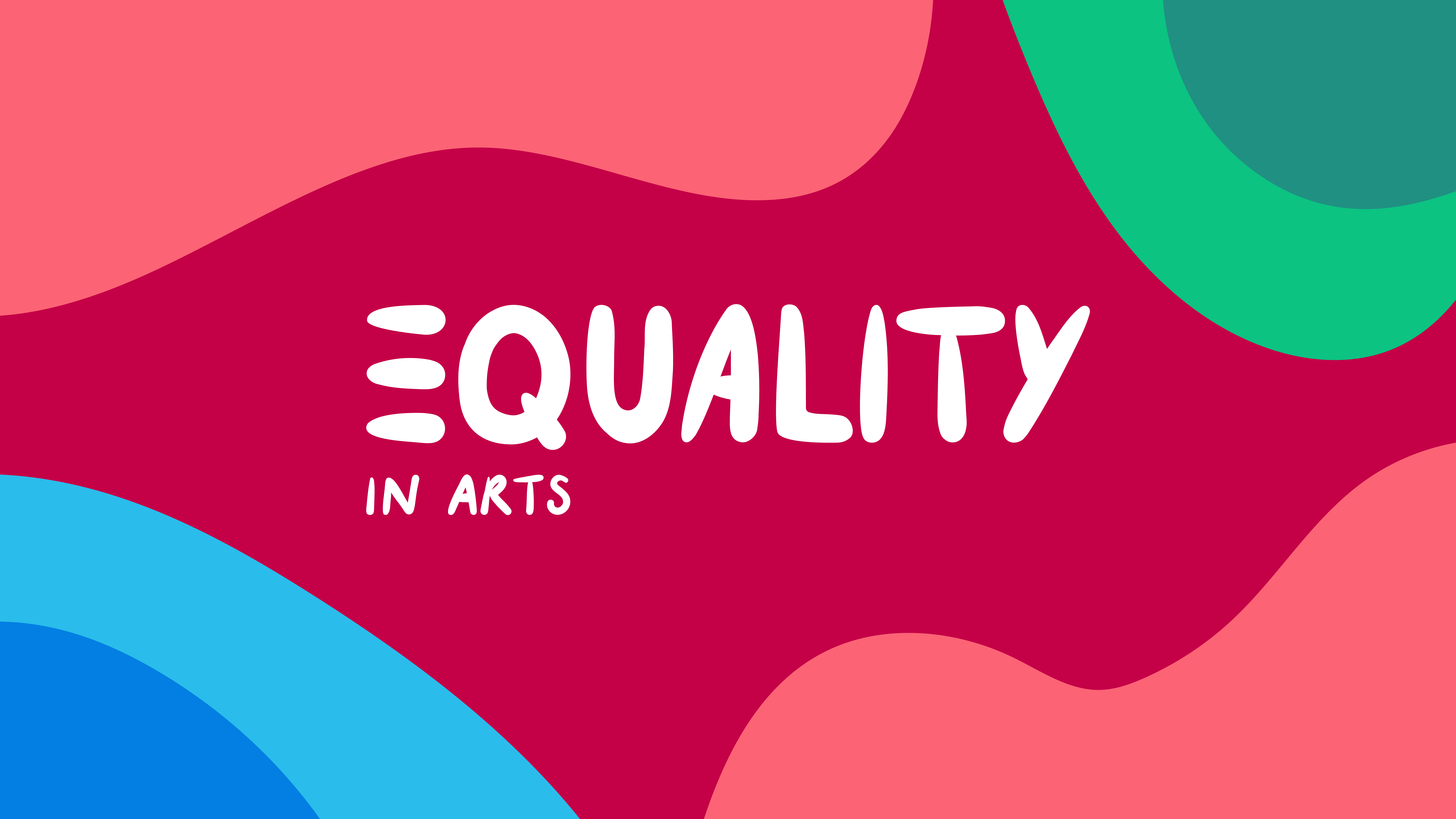 gekleurd logo met 'equality in arts' in het midden