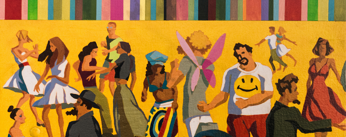 illustratie met meerdere dansende personen